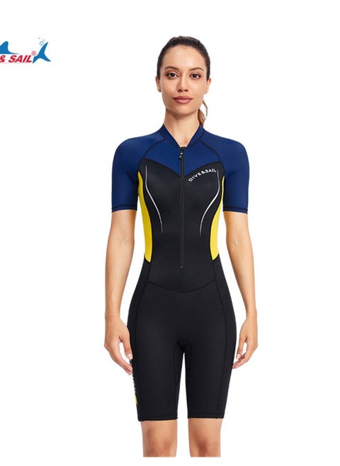 A Thin Quick-drying Bathing Suit For Women With A Waterproof Mother-surf Effect Blue