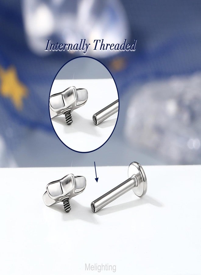 Melighting 16G Star Helix Earring Internal Thread 8 mm Flat Back Earring Stainless Steel 316L Star Lip Stud Labret Cartilage Lip Piercing Jewelry - Image 5