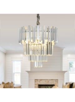 HUA QIANG WANG Modern Crystal Chandeliers 15.7" Chrome Chandelier Round Crystal Pendant Light for Dining Room Living Room Bedroom Foyer  - Image 1