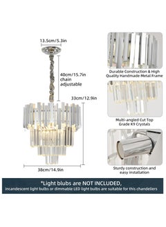 HUA QIANG WANG Modern Crystal Chandeliers 15.7" Chrome Chandelier Round Crystal Pendant Light for Dining Room Living Room Bedroom Foyer  - Image 4