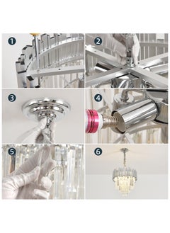 HUA QIANG WANG Modern Crystal Chandeliers 15.7" Chrome Chandelier Round Crystal Pendant Light for Dining Room Living Room Bedroom Foyer  - Image 5