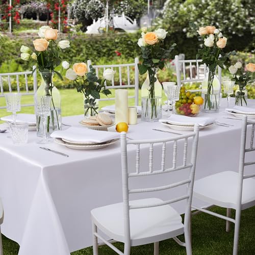 Counfeisly 1 Pack Satin Table Cover Rectangle Silkly Soft Table Cloth, Satin Dining Table Cloths for Wedding Banquet Table Decoration, Dining Room, Indoor and Outdoor Use, 60 x 84 Inches, White - Image 4