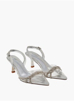 Flora Bella By Shoexpress Women's Studded Pointed Toe Sandals with Buckle Closure and Kitten Heels Ramadan Collection  - Image 1