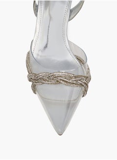 Flora Bella By Shoexpress Women's Studded Pointed Toe Sandals with Buckle Closure and Kitten Heels Ramadan Collection  - Image 4