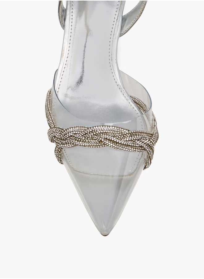 Flora Bella By Shoexpress Women's Studded Pointed Toe Sandals with Buckle Closure and Kitten Heels Ramadan Collection  - Image 4