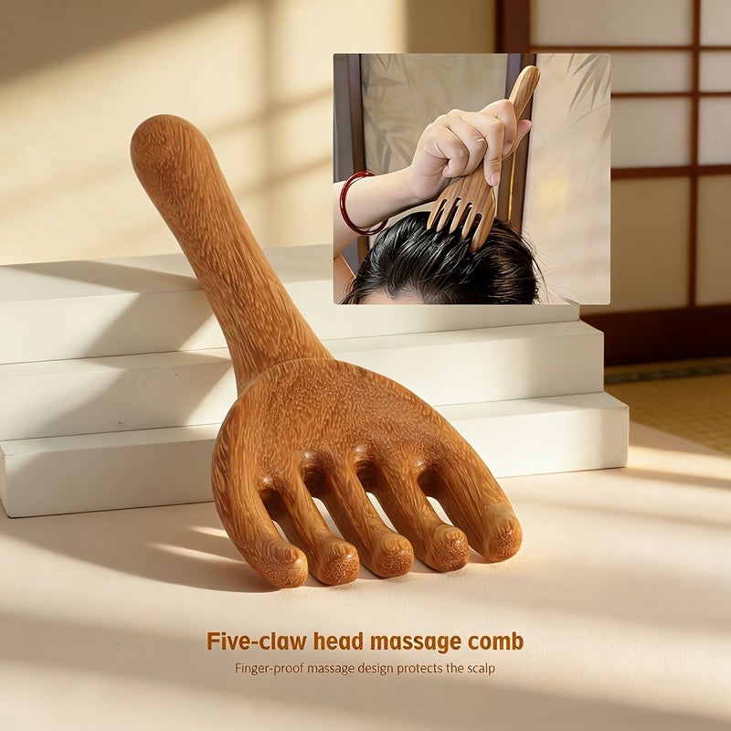 Toothless Massager Sandalwood Itch Scratcher Head Meridian Comb Gua Sha Stick - Image 5