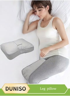 DUNISO Knee pillow, memory foam leg positioning pillow, leg support pillow, with adjustable elastic band, soothing and stress relieving, suitable for side lying, 30 * 24 * 5cm, gray  - Image 1