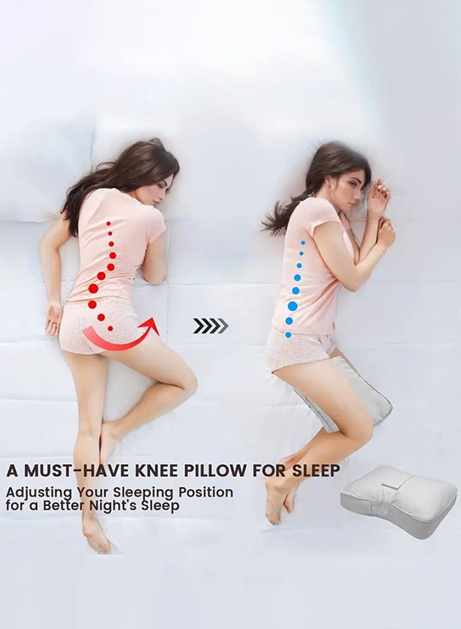 DUNISO Knee pillow, memory foam leg positioning pillow, leg support pillow, with adjustable elastic band, soothing and stress relieving, suitable for side lying, 30 * 24 * 5cm, gray  - Image 3