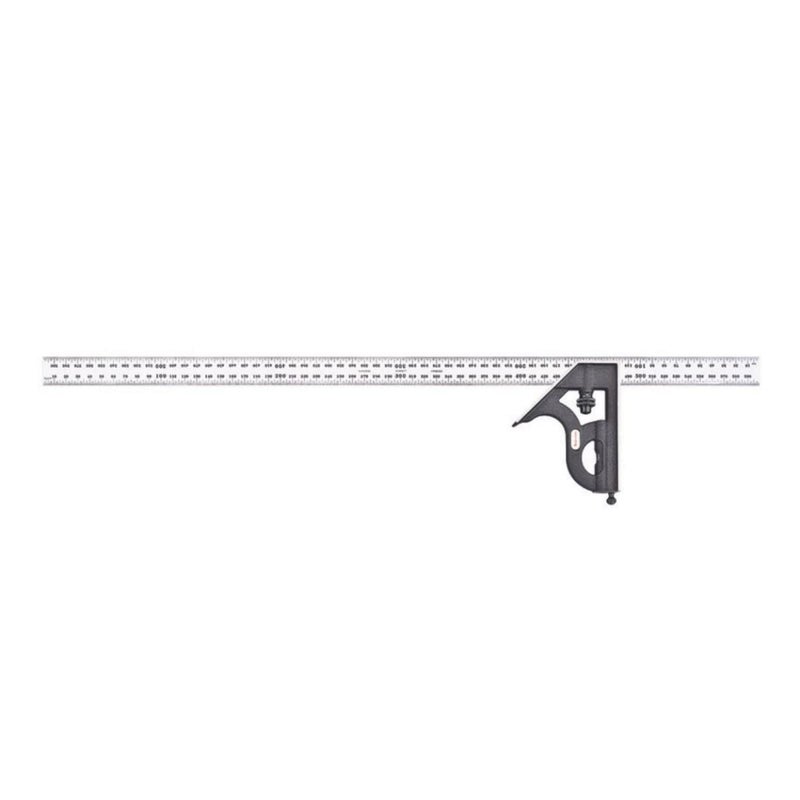 Starrett Steel Combination Square with Square Head 600mm Blade Length Cast Iron Heads Hardened Steel Reversible Lock Bolt Scriber Spirit Level 4R Graduation Type 11MH600 - Image 2