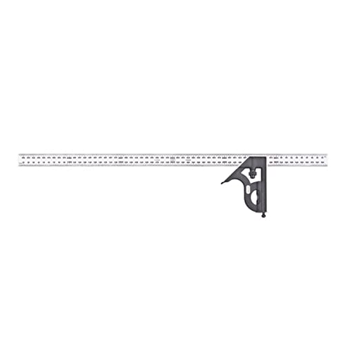 Starrett Steel Combination Square with Square Head 600mm Blade Length Cast Iron Heads Hardened Steel Reversible Lock Bolt Scriber Spirit Level 4R Graduation Type 11MH600 - Image 1