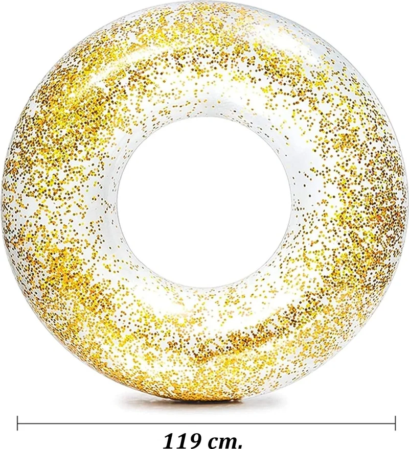 INTEX Jumbo Simit Glittery - Inflatable Glittery Simit - Glittery Sea Simit - Glittery Shiny Simit - Glittery Simit 119 Cm.