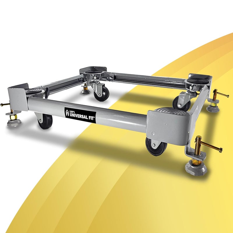 LSRP's Universal Fit Bheema Series Washing Machine Stand 7kg 8kg 9kg 10kg 6kg 65 kg Top Front Load Trolley 100 Heavy Metal Body 200kg Capacity Solid Wheels Adjustable Size Anti Vibration Jacks  - Image 1