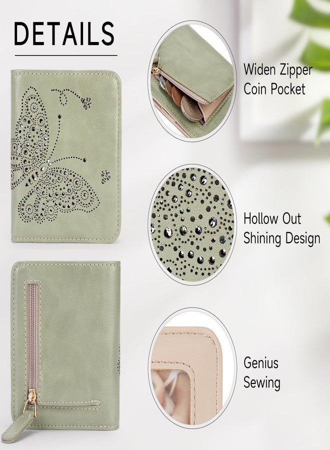 KITEVIUN Small RFID Wallet Women Ultra Thin Slim Womens Wallet Mini Compact Bifold Pocket Ladies Wallets for Women GREEN - Image 4