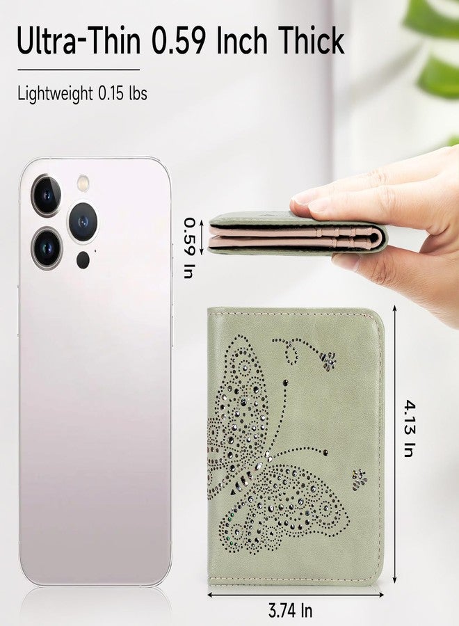 KITEVIUN Small RFID Wallet Women Ultra Thin Slim Womens Wallet Mini Compact Bifold Pocket Ladies Wallets for Women GREEN - Image 2