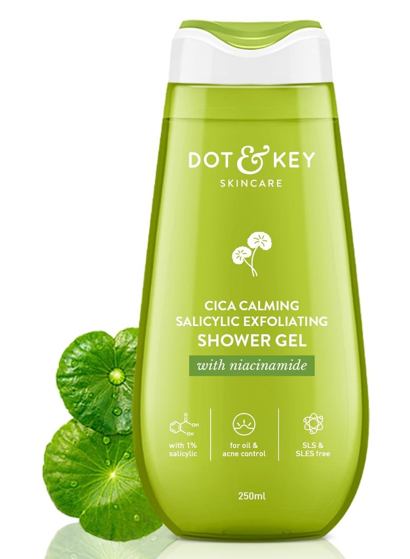 Dot & Key Cica & 1% Salicylic Daily Exfoliating Shower Gel | Niacinamide Infused | Body Wash for Oil & Acne Control | Reduces Body Acne & Smoothes Irritation | Clean, Acne Free Skin | 250ml - Image 1