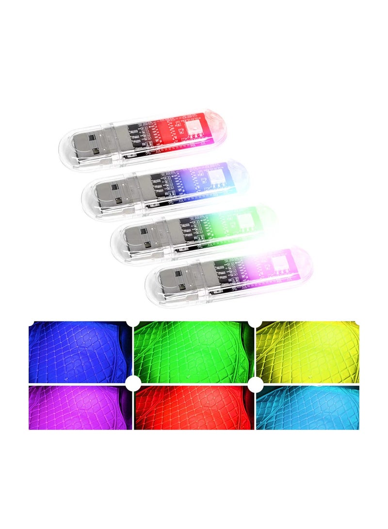 SYOSI Voice Activated Usb Small Led Night Light, Plug-In Brightness for Car 7 Colors Mini Nightlight Read Lamp Bright for Bedroom for Car Atmosphere Colorful Be Used Wall Camping Bedroom Portable(4 Pcs ) - Image 1