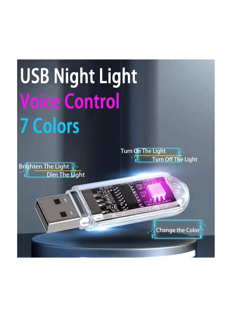 SYOSI Voice Activated Usb Small Led Night Light, Plug-In Brightness for Car 7 Colors Mini Nightlight Read Lamp Bright for Bedroom for Car Atmosphere Colorful Be Used Wall Camping Bedroom Portable(4 Pcs ) - Image 4