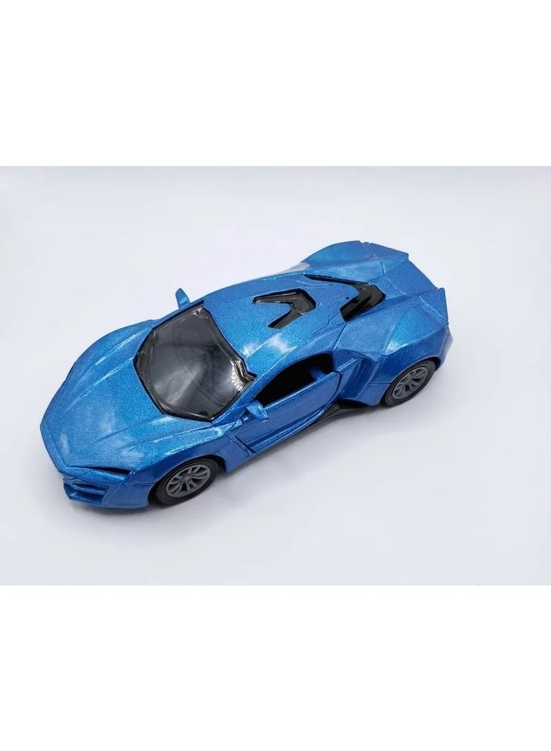 تولي سيارة هاي سبيدستر معدنية مصبوبة بالقوالب (Die-cast) تعمل بنظام السحب للخلف، مزودة بالموسيقى والأضواء وأبواب يدوية الفتح، باللون الأزرق، بحجم عبوة 15.8 × 6 × 6.8 سم.