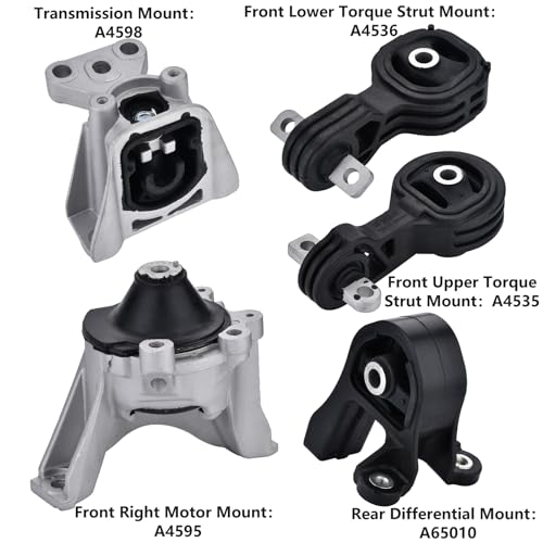 Kinwrdsn Engine Motor Mount Compatible with Honda CR-V 2007 2008 2009 2010 2011 2.4L L4 Replacement Motor Mounts for A4535, A4536, A4595, A4598, A65010 - Image 2
