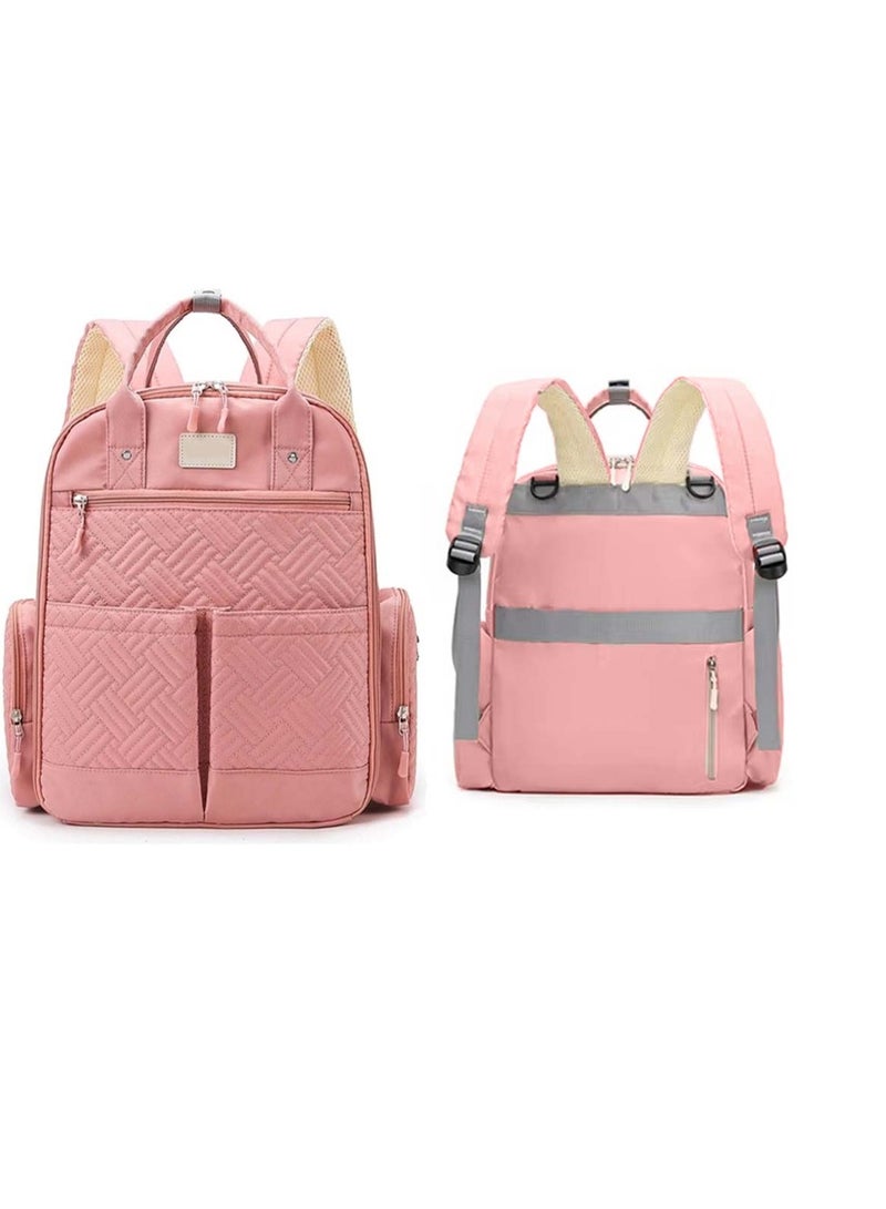 Huitich Pink Large-Capacity Baby Diaper Bag Stylish & Practical for Moms - Image 1