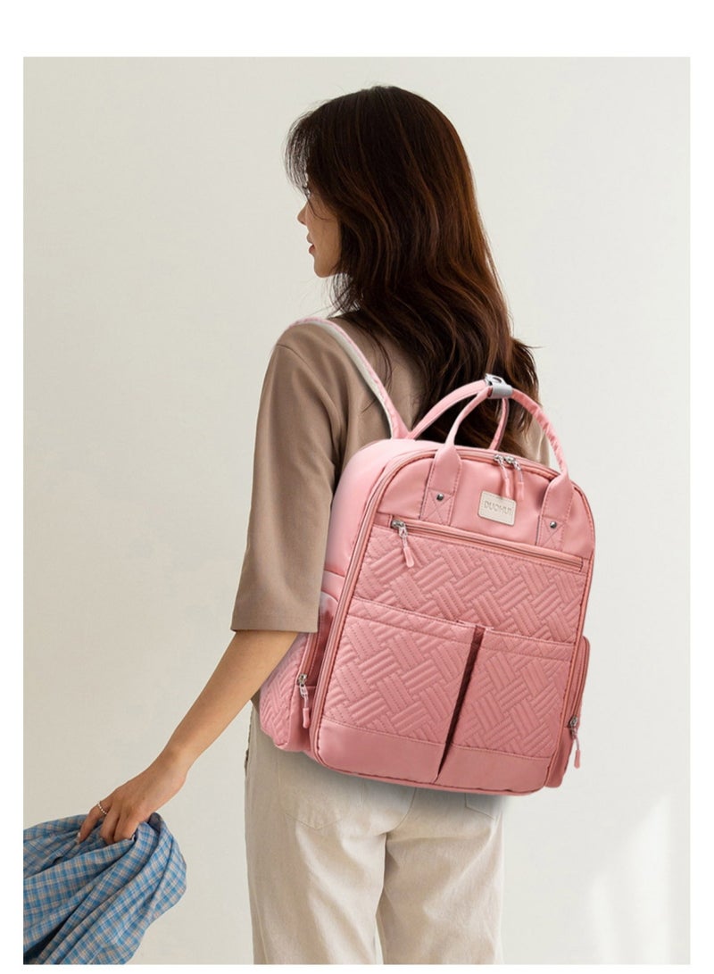 Huitich Pink Large-Capacity Baby Diaper Bag Stylish & Practical for Moms - Image 5