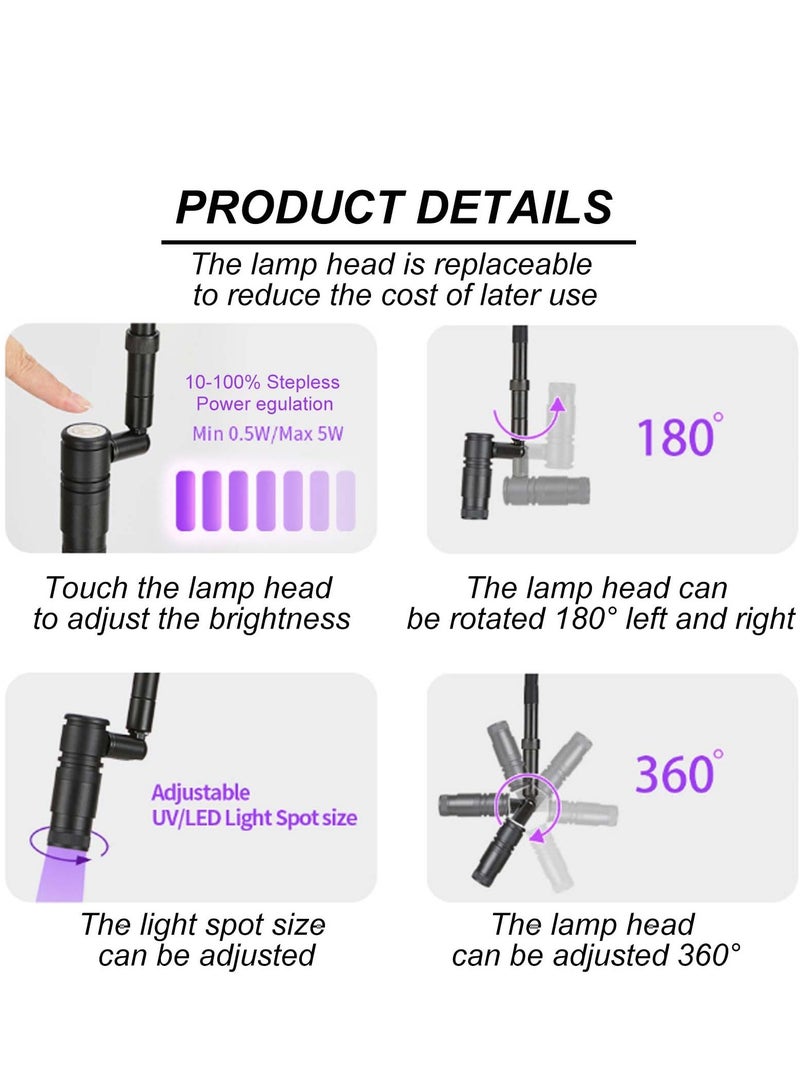 XiuWoo Light for Lash Extension ,With UV Glasses, 5W LED Adjustable Lash Lamp With Rollers for Lash Artists, Nail Tech, Gel Curing Lash Light Nail Manicure Dryer with Foot Pedal Removable Lamp Head - Image 5