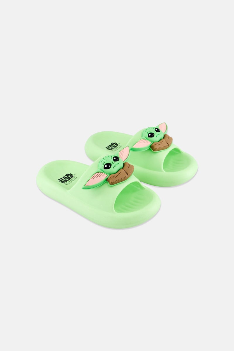 STAR WARS Kids Boys Yoda Slip On Slippers, Lime - Image 1