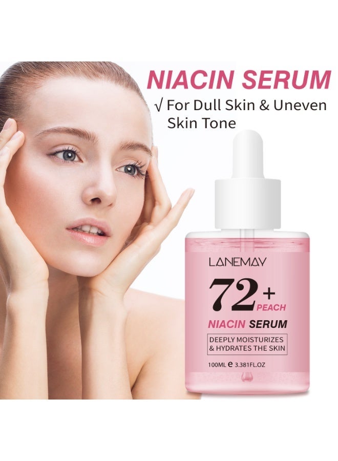 LANEMAY Peach 72＋ Niacinamide Serum brightening hydrating face serum hyperpigmentation treatment reducing melanine daily clean beauty, 100ml  pink - Image 4