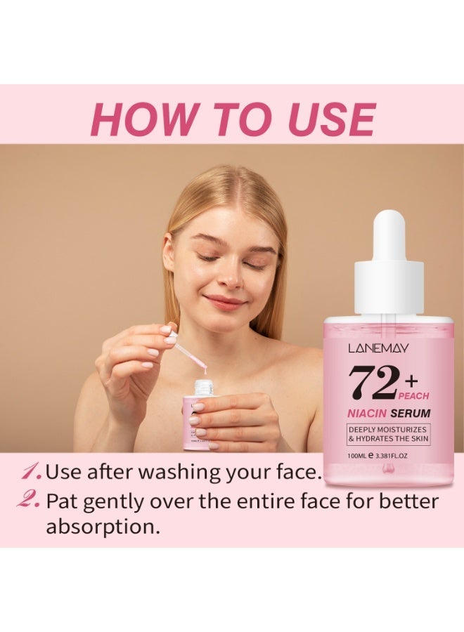 LANEMAY Peach 72＋ Niacinamide Serum brightening hydrating face serum hyperpigmentation treatment reducing melanine daily clean beauty, 100ml  pink - Image 5