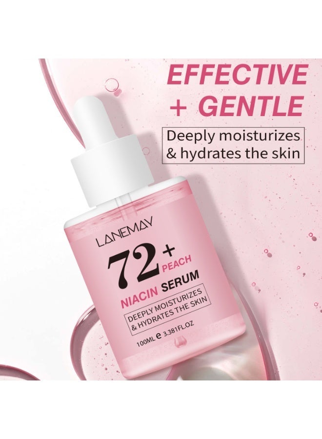 LANEMAY Peach 72＋ Niacinamide Serum brightening hydrating face serum hyperpigmentation treatment reducing melanine daily clean beauty, 100ml  pink - Image 3