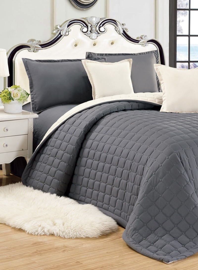 Sleep Night 6 Pieces Comforter Set King Size 220 X 240Cm Dual color Reversible Bedding Set for All Seasons - Image 5