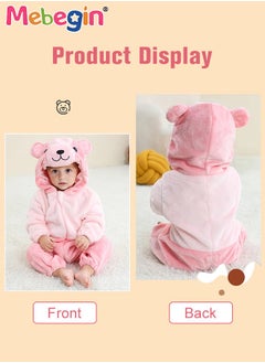 MEBEGIN Bear Shape Baby Bodysuit, Warm Flannel Baby Hooded Romper, Cartoon Winter Newborn One-piece Suit, Comfortable Toddler Jumpsuits, Baby Essentials, Perfect for Everyday Wear or Special Occasions, Creative Adorable Photography Props for Infants  - Image 3