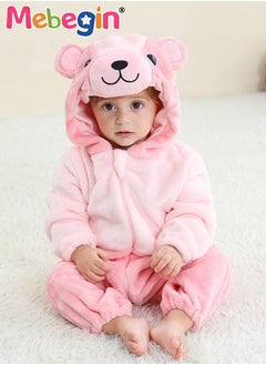 MEBEGIN Bear Shape Baby Bodysuit, Warm Flannel Baby Hooded Romper, Cartoon Winter Newborn One-piece Suit, Comfortable Toddler Jumpsuits, Baby Essentials, Perfect for Everyday Wear or Special Occasions, Creative Adorable Photography Props for Infants  - Image 2