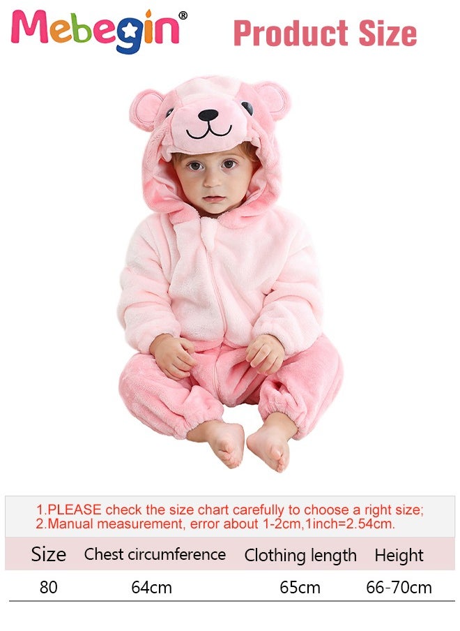 MEBEGIN - Bear Shape Baby Bodysuit, Warm Flannel Baby Hooded Romper, Cartoon Winter Newborn One-piece Suit, Comfortable Toddler Jumpsuits, Baby Essentials, Perfect for Everyday Wear or Special Occasions, Creative Adorable Photography Props for Infants - Image 1