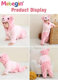 MEBEGIN Bear Shape Baby Bodysuit, Warm Flannel Baby Hooded Romper, Cartoon Winter Newborn One-piece Suit, Comfortable Toddler Jumpsuits, Baby Essentials, Perfect for Everyday Wear or Special Occasions, Creative Adorable Photography Props for Infants  - Image 4