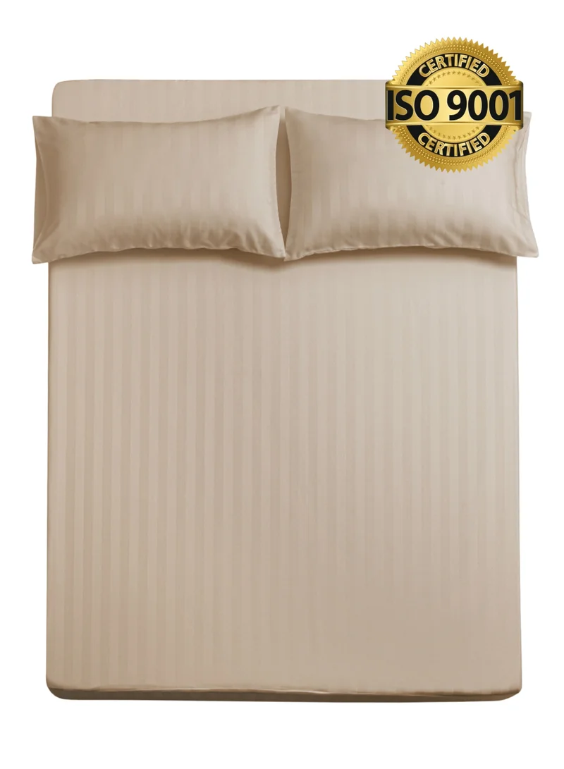 Master Home Textile King Microfiber Sheet Set, King Size 3 Pieces, Hotel Stripes design