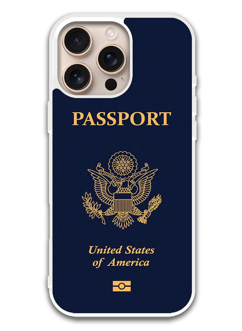 Theodor Protective Case Cover For APPLE IPHONE 16 Pro Usa Passport (White Bumper) - Image 1