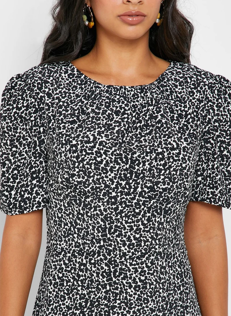 TOPSHOP Ruffle Detail Animal Print Dress