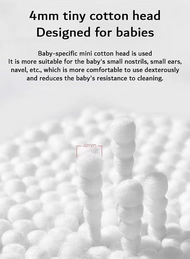 PureTuti 200Pcs Baby Mini Double-Headed Cotton Swabs, Spiral & Spoon Tips, Biodegradable Paper Shaft - Safe for Ear Nose Cleaning  - Image 4