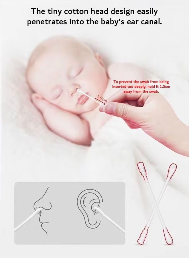 PureTuti 200Pcs Baby Mini Double-Headed Cotton Swabs, Spiral & Spoon Tips, Biodegradable Paper Shaft - Safe for Ear Nose Cleaning  - Image 5