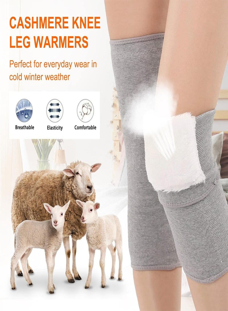GGOOT Wool Knee Warmers,Thicken Wool Knee Brace | Flexible Soft Support Brace Elastic Cord Knee Braces Leg Warmers for Knee Winter Warm Knee Sleeves for Women Men - Image 3