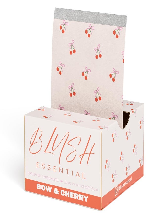 Blush Essentials Bow&Cherry Design Hair Foils - Salon Foils for Coloring - Aluminum Foil Sheets for Hair - 5"x10.75" - 500 Sheets - Professional Hair Foils for Highlighting and Salon Use - Image 1