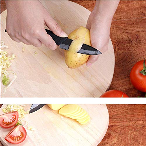 Wolf War Ceramic Knife Set - Black 5 Piece, 6" Chef, 5" Utility, 4" Fruit, 3" Paring, Peeler - Image 2