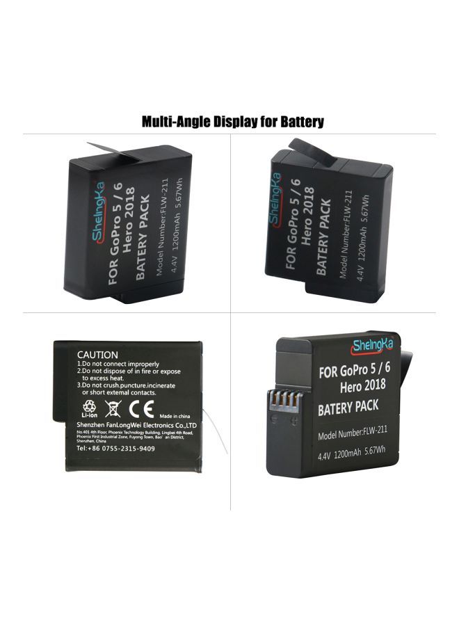 3-Channel Battery Charger For GoPro Hero 5/Hero 6/Hero 7 2018 Black - Image 3