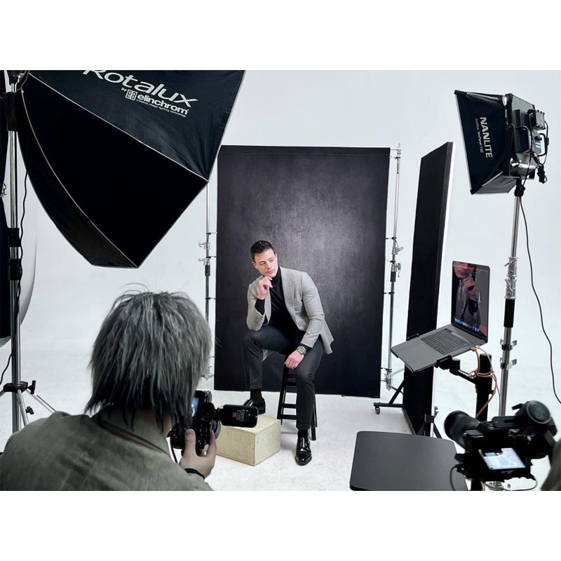 UrcTepics 5x7ft Microfiber Black Professional Portrait Abstract Texture Backdrop for Photography Black Gray Headshot Backdrop for Studio - Image 4