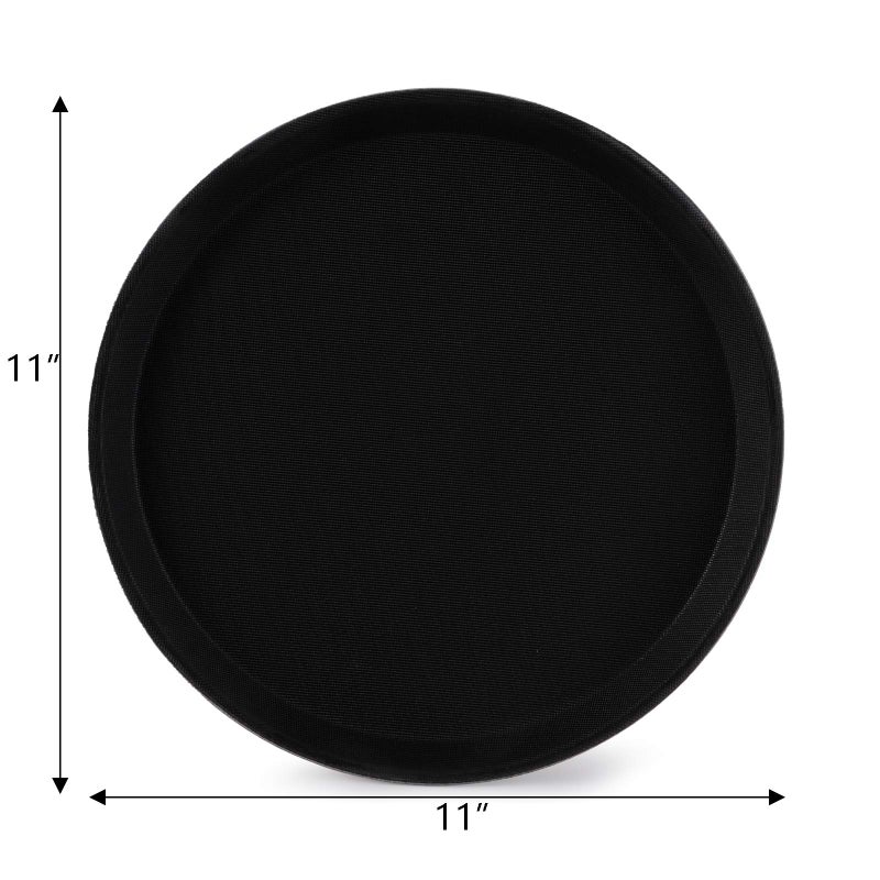 TOPZEA 3 Pack Restaurant Serving Trays, 11" Food Serving Tray Round Fiberglass Tray Non Slip Food Service Trays Platters for Restaurant, Parties, Breakfast, Cafe, Bar, Black - Image 2