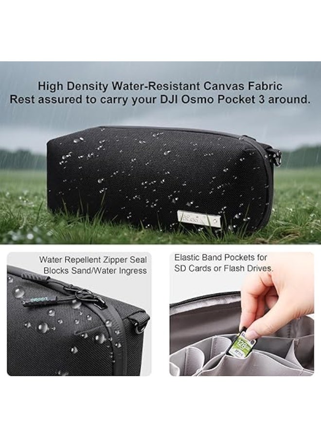 Lacdo Carrying Case for DJI Osmo Pocket 3, Carrying Bag for DJI Osmo Pocket 3 Creator Combo Accessories, Portable Travel Storage Bag Osmo Pocket 3 Case, All in One Carry Bag with Shoulder Strap - Image 3