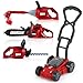 Arrowbash 4 Pcs Toy Gardening Tool Set for Kids Toy Weed Trimmer Chainsaw Hedge Trimmer Push Lawn Mower Battery Role Play Set Christmas Birthday Party Gift for Boys Girls - Image 2
