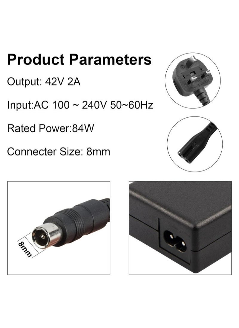 ماركة غير محددة 42V 2A شاحن دراجة نارية كهربائية ل شياومي M365, Pro, Pro 2, Mi 3, 1s, Segway Ninebot Scooter G30 ES1 ES2 ES3 ES4 E22E E25E E45E, 36V شاحن بطارية ل Aovo, Bir, Lime, Spin, Skip.  - Image 3