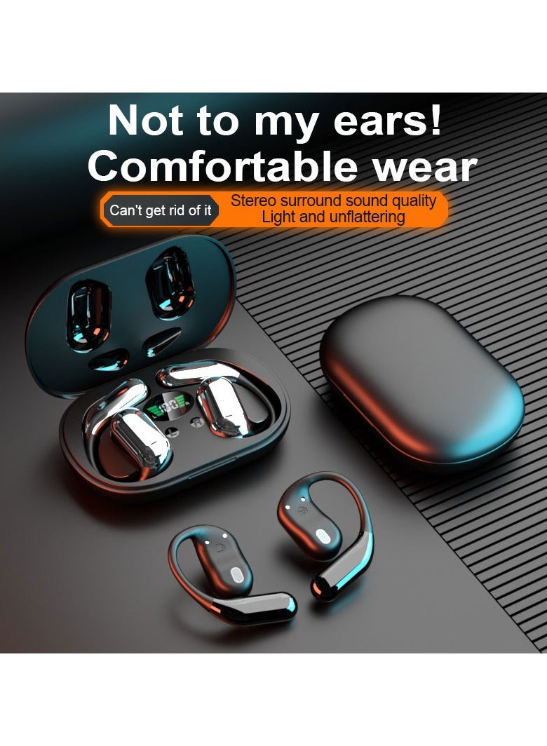 Wireless Bluetooth Earbuds, Open Ear Earbuds，Sport Earbuds, Clip-on Earphones, Noise reduction, water resistance, Hi-Fi sound quality, suitable for playing games,to music ,LED Display,black - Image 5
